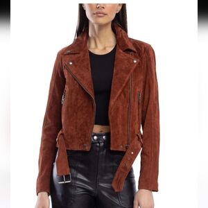 NWT BLANK NYC RUST BURNT ORANGE SUEDE MOTO JACKET L